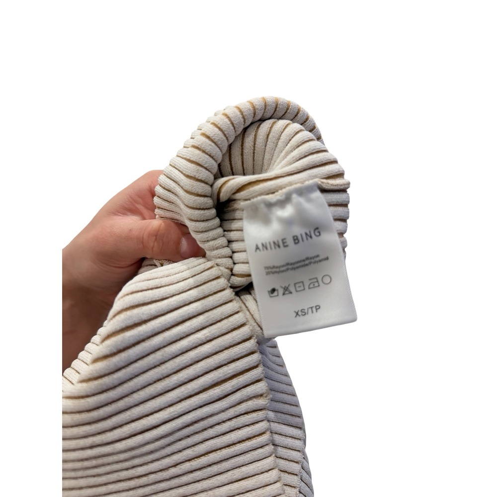 ANINE BING Julian Skirt In Ivory And Camel - Picture 7 of 9